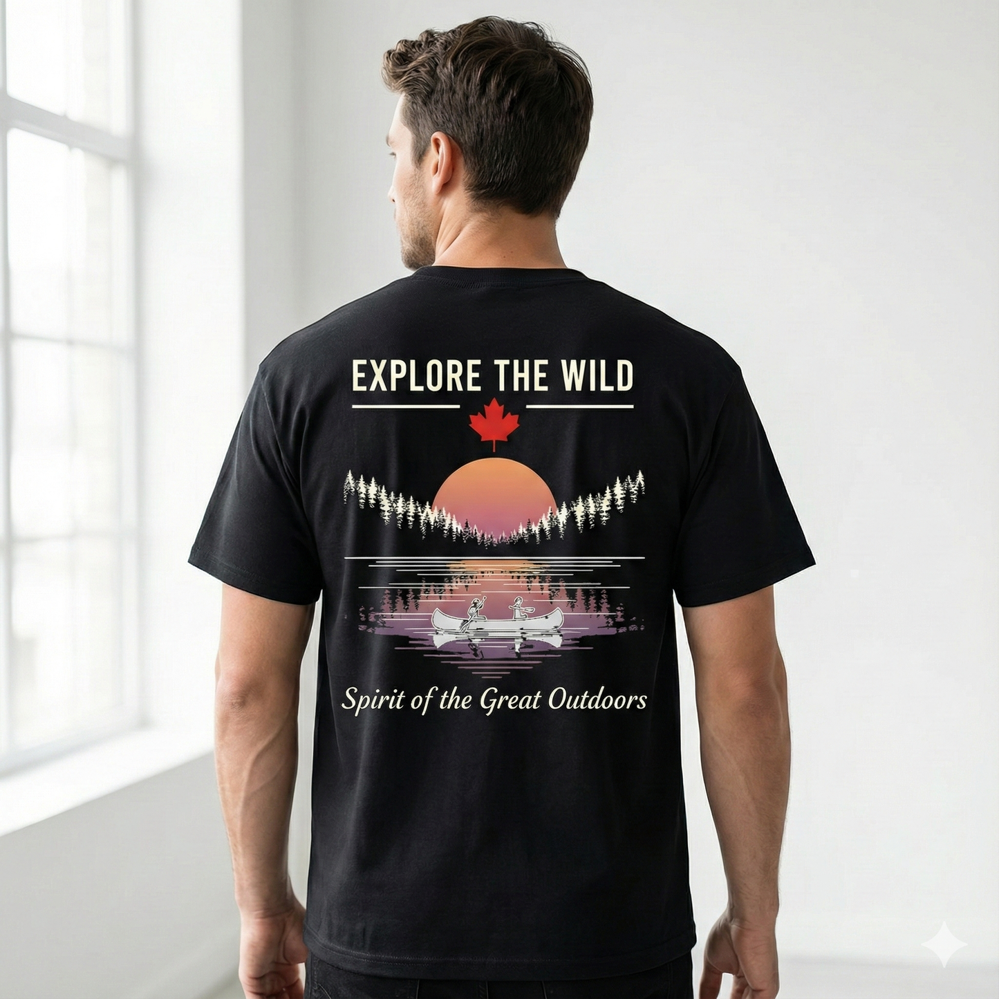 Explore The Wild - Spirit of the Great Outdoors T-Shirt | Canoe & Sunset Graphic Tee