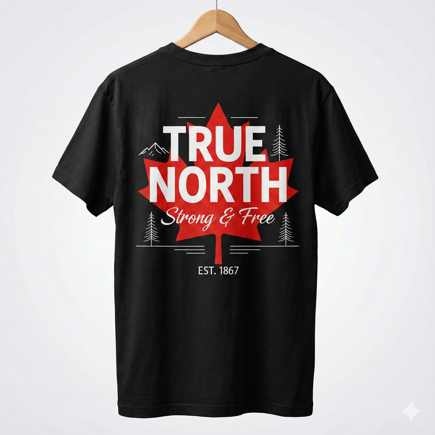 True North Strong & Free T-Shirt | Canada Maple Leaf & Est. 1867 Graphic Tee