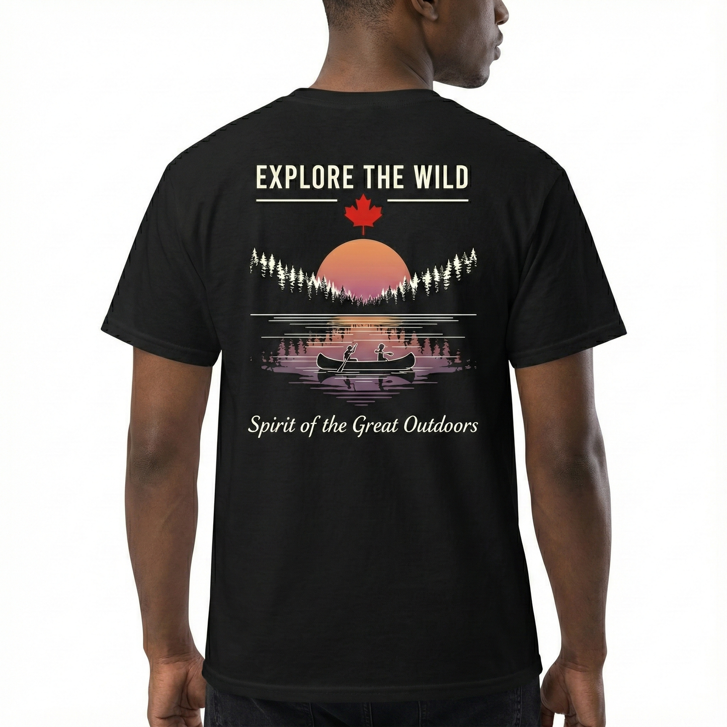 Explore The Wild - Spirit of the Great Outdoors T-Shirt | Canoe & Sunset Graphic Tee