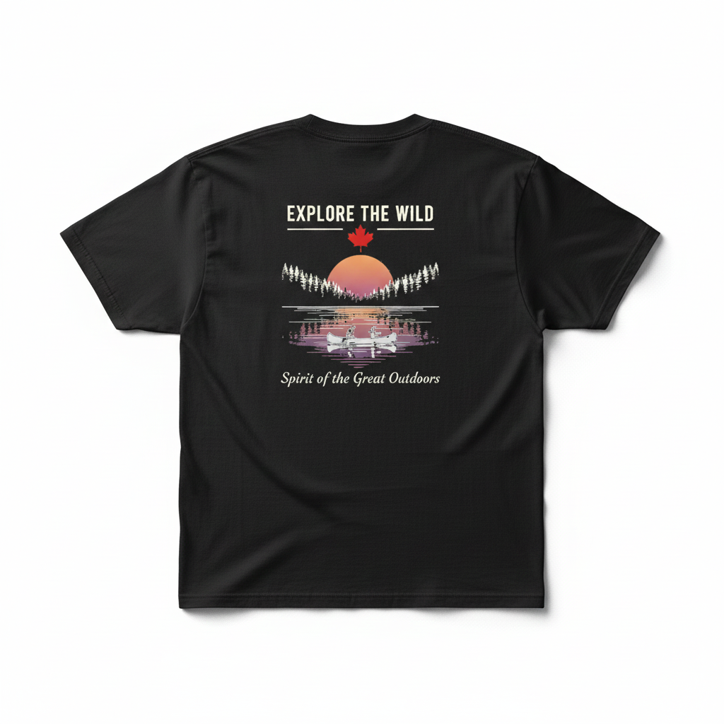 Explore The Wild - Spirit of the Great Outdoors T-Shirt | Canoe & Sunset Graphic Tee